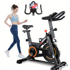 CRYSTAL FIT Indoor Exercise Bike, Cycling Bike Plus Magnetic Resistance/Brake Pad Stationary Bike with Tablet Holder LCD Monitor 300lbs Weight Capacity &Upgraded Comfortable Seat Cushion