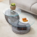Glass Coffee Table for Small Spaces with Three-Tier Storage and a Clear Tempered Glass Top