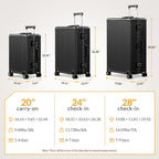 Zipperless Luggage with Spinner Wheels TSA Approved Large No Zipper Aluminum Frame Luggage PC+ABS Hard Travel Suitcase 28inch Checked Hard Shell Suitcases Or Luggage Set 2pcs (20inch Carry On+28inch Checked)