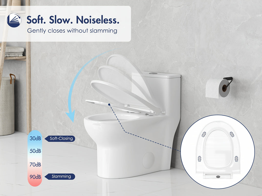 [Compact Dual Flush Toilet] Eridanus Compact Dual Flush Single Unit Toilet, Extended Shape Featuring a 16-3/8" Seat Elevation, Gentle Close Lid, 1.1/1.6 Gallons Per Flush, 12" Rough-In