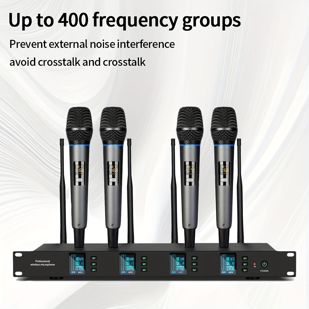 4-Pack All-Metal UHF Wireless Microphones - 4-Channel System For Karaoke, Church, Stage | Professional Grade