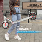 Long-Range Adult Electric Scooter with a Powerful 350W Motor, Top Speed of 19 Mph, Range of Up to 21 Miles, 8.5-Inch Solid Tires, Foldable Commuter Electric Scooter with APP Control, Dual-Brake System, LED Lights, And Portable Folding Design
