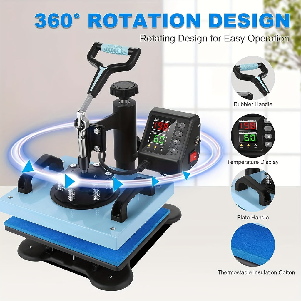 Heat Press Machine For T Shirts, Canvas Bags, 12"x10" Sublimation Shirt Heat Press Machines, 360° Swing Away Sublimation Transfer Printer Fast Heat-up, Digital Precise Temperature Control With Bell Alarm, Ovar Temp Warning