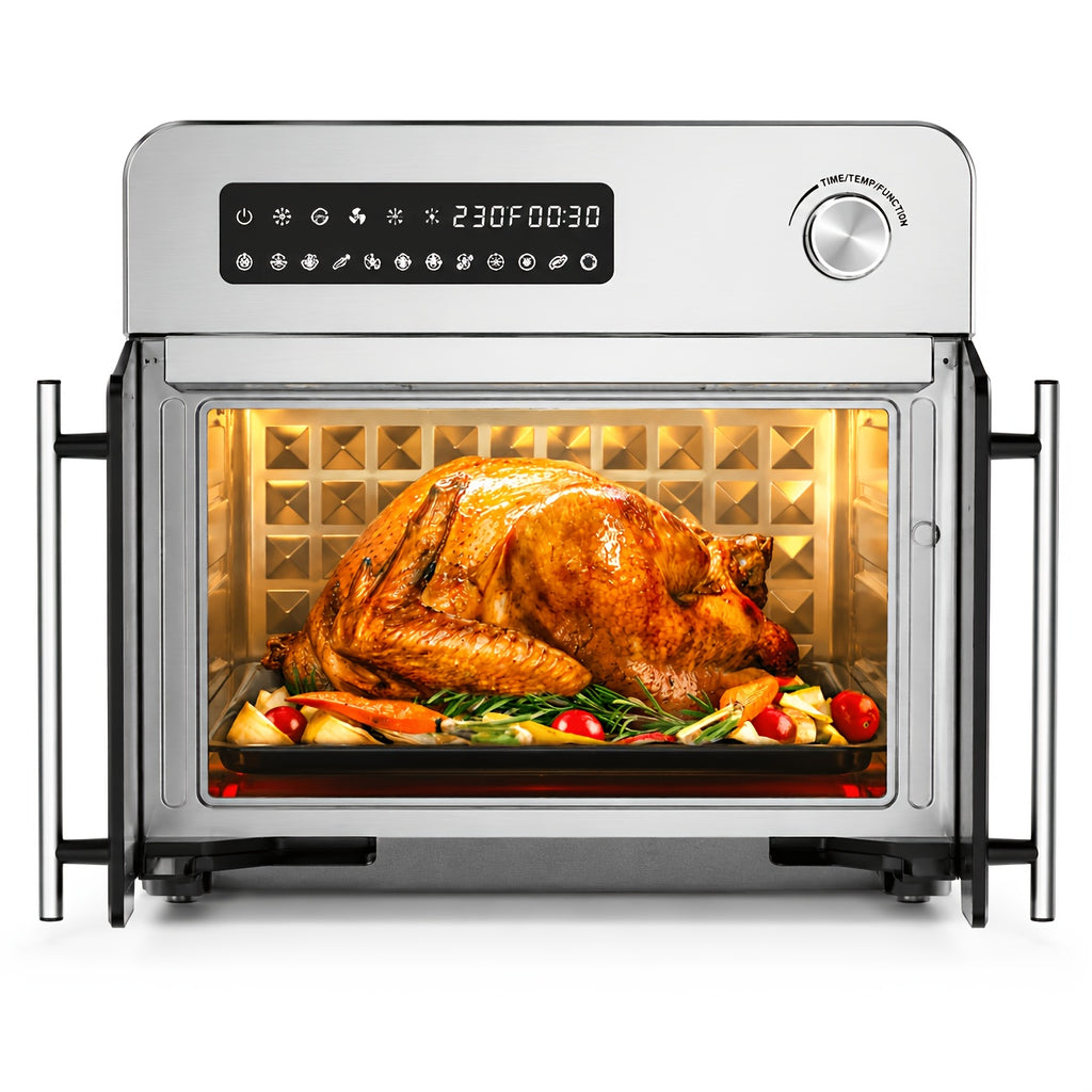 24QT Air Fryer Oven, 1700W French Door Air Fryer with 10 Presets, Dual Fan Air Circulation, 450°F Fast Heating, Rotisserie, Dehydrate, Keep Warm, Large Family Countertop Toaster Oven