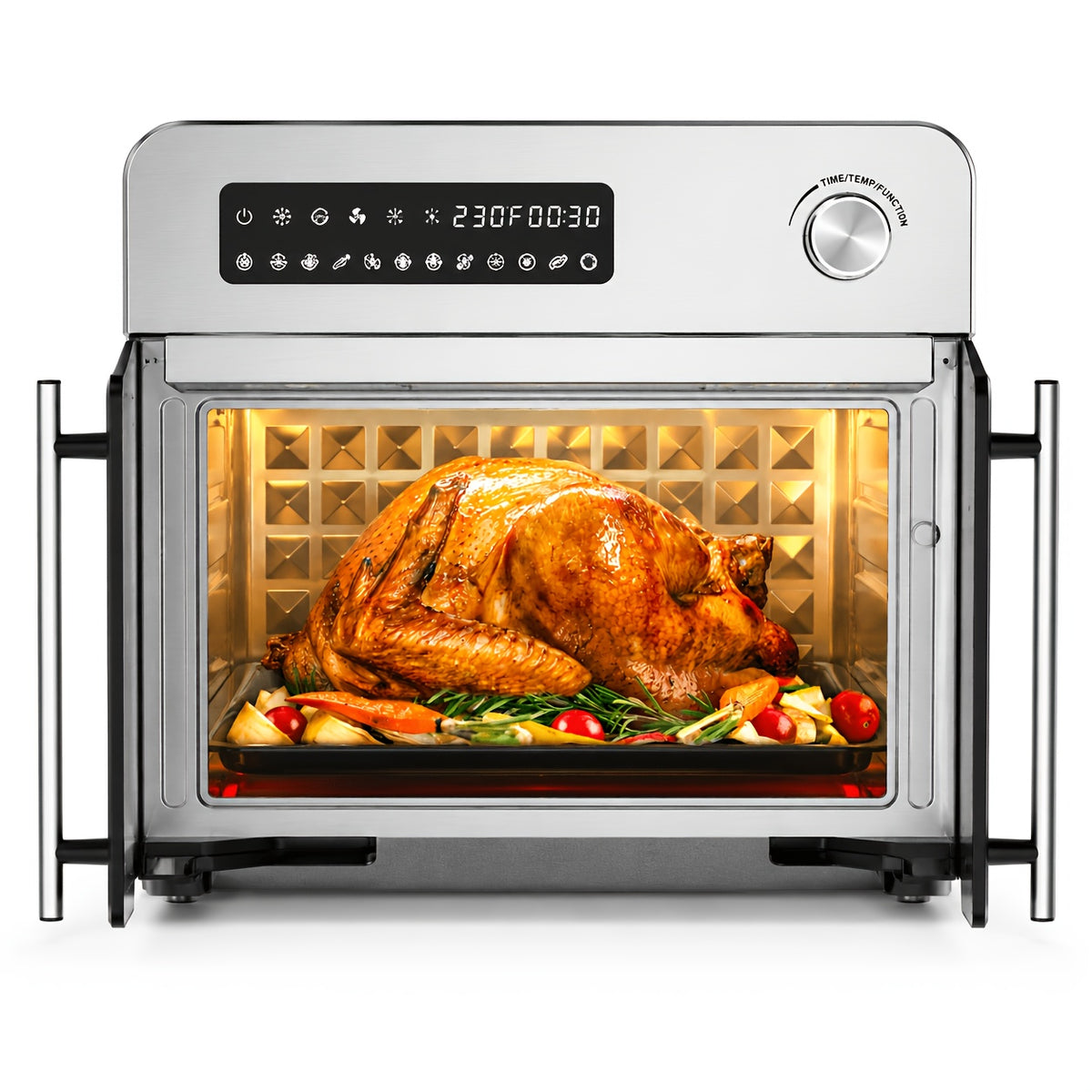 24QT Air Fryer Oven, 1700W French Door Air Fryer with 10 Presets, Dual Fan Air Circulation, 450°F Fast Heating, Rotisserie, Dehydrate, Keep Warm, Large Family Countertop Toaster Oven