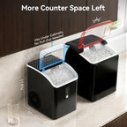 Countertop Nugget Ice Maker, Qunler 33 Lbs/Day Self-Cleaning Soft Chewable Pellet Ice Machine with Ice Scoop And Ice Basket for Iced Coffee, Soda, Tea, Cold Drinks, Kitchen, Office, RV, Camping, Black
