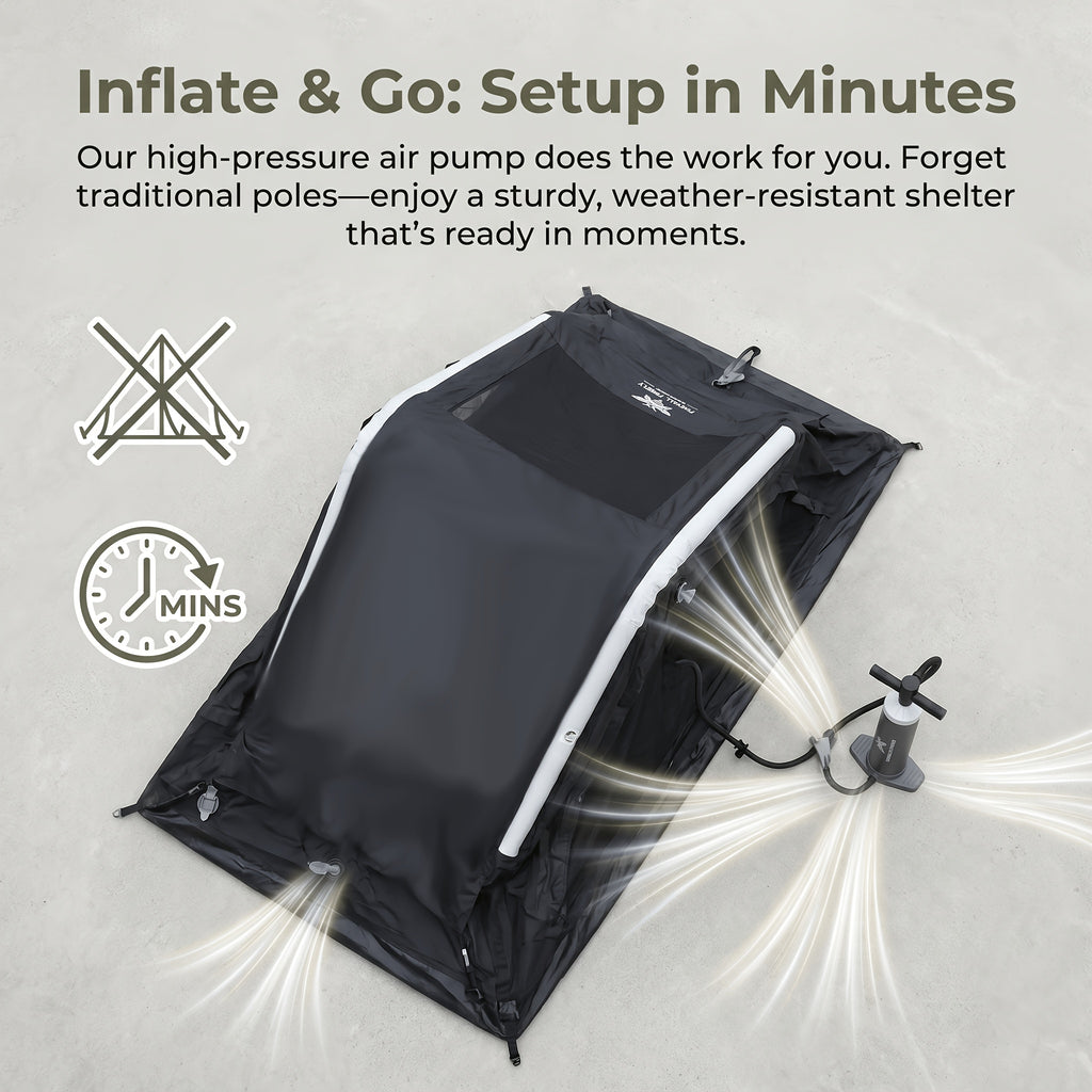 6-10 Person Inflatable Camping Tent - Easy-To-Set-Up Family Outdoor Tent with Sunshade, Windproof, Heat Insulation, And Mosquito Protection. High-Quality Design, Suitable for All Seasons, Includes Storage Bag, Air Conditioning Vent, And Chimney