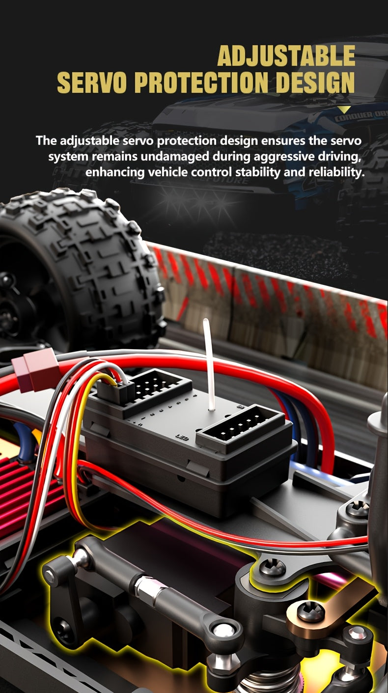 ZHUOYOU 1:12 Full Scale 4WD Brushless RC Car, All Terrain 60KM/H High Speed Off Road Truck, Alloy Chassis, 2.4Ghz, Supports Vehicles Racing Together, 3-Wire 17G Digital Servo, LED Light