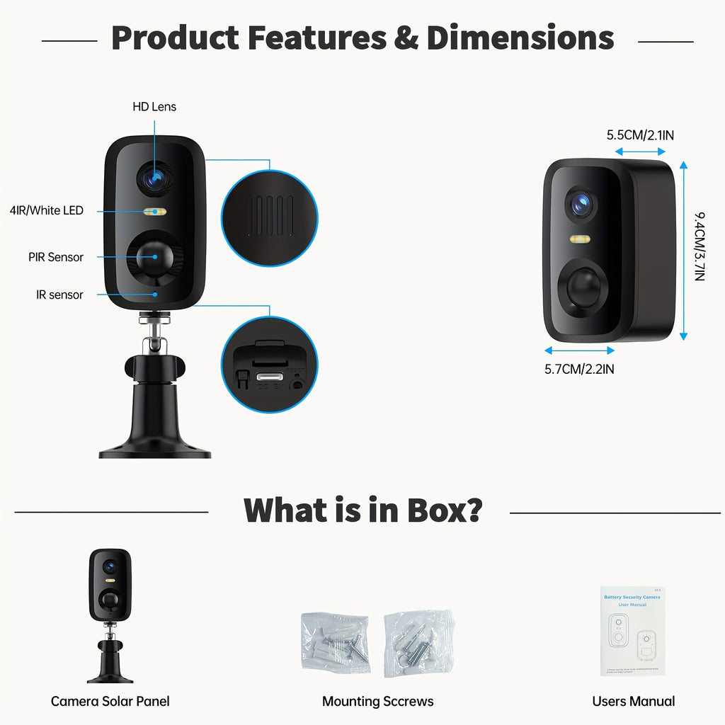 WESECUU Solar Camera Security Cameras Wireless Outdoor Indoor for Home Security Camera, Smart Phone App Surveillance Camera System Outside, Pet Camera Cat Dog with Audio And Video, Nanny Cam for Bedroom