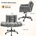 Office Criss Cross Chair with Wheels & Armrests, Comfy Wide Vanity Chair, Height Adjustable Computer Office Desk Chairs for Home, Makeup, Bedroom, Stable & Comfortable