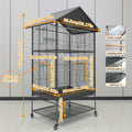 Luxury Villa Birdcage, Extra Large Parrot Cage with Wheels And Roof, Easy Assembly Bird Aviary for Macaw, Roosteratiel, Parakeet, Lovebird, Finch, with Horizontal Wire. Flight Cage Ideal for Breeders
