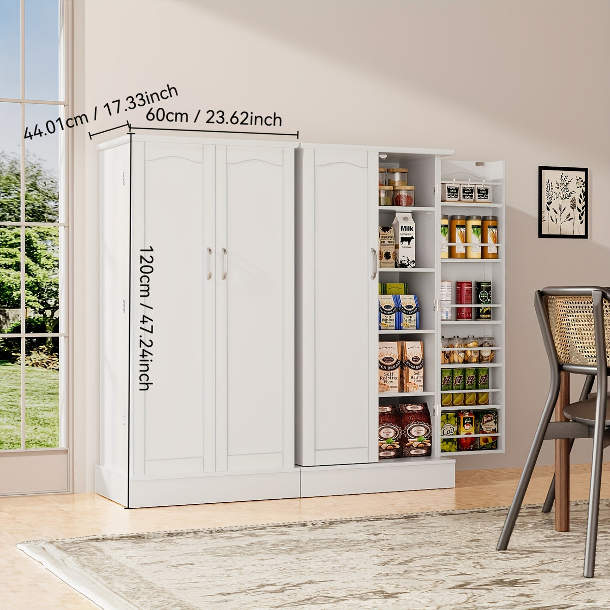 47" Freestanding Storage Cabinet with Adjustable Shelves, Multi-Sport Ball Storage with Large Drawer, Versatile Modern Cabinet for Dining Room, Bathroom, Living Room, Laundry, Sports Equipment Organizer, Basketball, Golf Balls Storage Box
