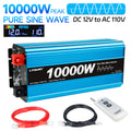Pure Sine Wave Inverter 10000W (Peak)Car Power Inverter Efficient 12V DC To 110V 120V AC With LCD Display And Remote & Troubleshooting, 4 US Sockets For Vehicles Car Chargers For Home Solar System RV Vans, Without Battery