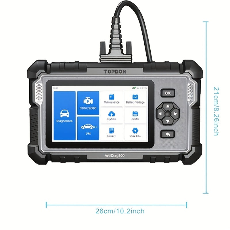 TOPDON Artidiag500 with TPMS Relear OBD2 Scanner - Full 4-System (Engine/Abs/Srs/Transmission) Diagnostics with 6 Reset Services (Oil, TPMS, BMS, EPB, SAS, Throttle) - CAN FD Support - 1000+ Vehicle - Autovin - Real-Time Live Data & Auto Shops AD500