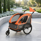 MOJAY Bike Trailer for Kids, 2 In1 Canopy Carrier Converts to Stroller, Suitable for 1 to 2 Toddlers, Kids, Quick Attach to Bike, Foldable, with 5-Point Harness And Storage Bags