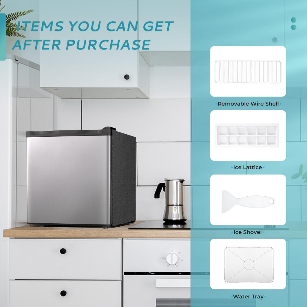 ICYGLEE Compact Refrigerator with Freezer, 1.7 Cu.Ft Mini Fridge, Single Door with Reversible Feature, Thermostat Adjustable, Energy Efficient, Suitable for Bedroom, Office, Dorm, Silvery