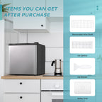 ICYGLEE Compact Refrigerator with Freezer, 1.7 Cu.Ft Mini Fridge, Single Door with Reversible Feature, Thermostat Adjustable, Energy Efficient, Suitable for Bedroom, Office, Dorm, Silvery