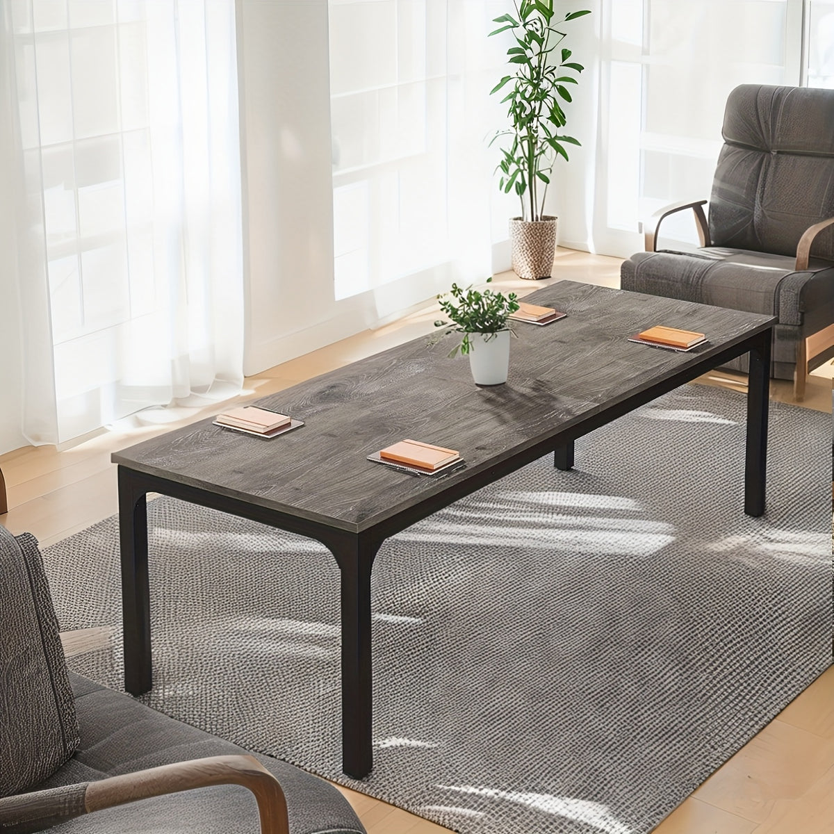 Executive Office Desk for Two Users, 79-Inch Rectangular Workstation with Adjustable Foot Pads