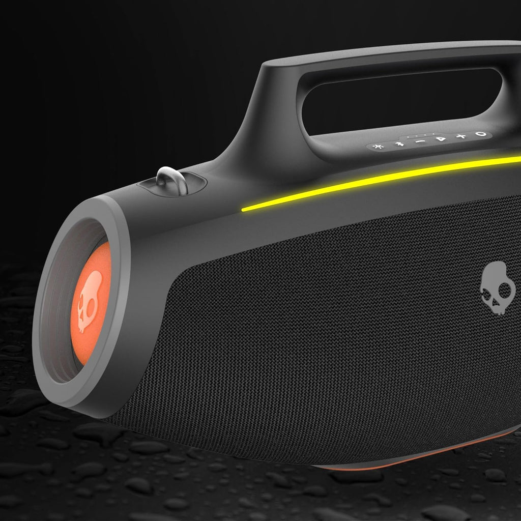 Skullcandy Barrel Bluetooth Boombox Speaker with LED Lightshow Mode – Water-Resistant Wireless Portable Speaker, Party Speaker, Outdoor Speaker, with USB-C & USB-A Charging Output, Carry Strap Not Included (Black) (80% New)