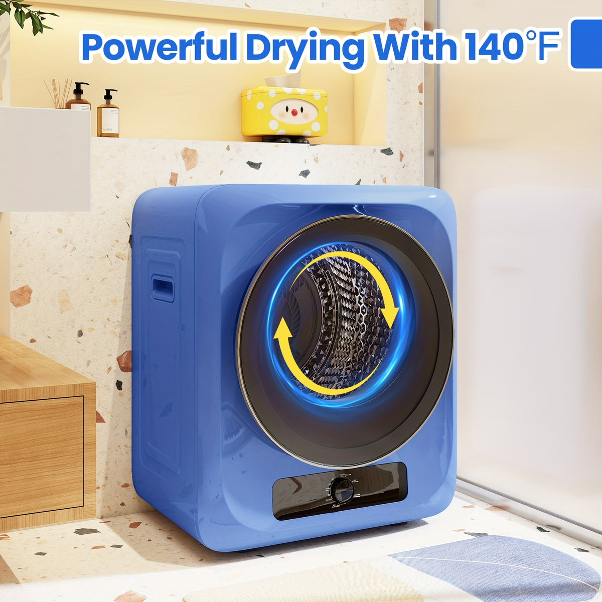 [Portable Electric Dryer] 11Lbs Portable Clothes Dryer, Electric Compact Laundry Dryer With Stainless Steel Tub, 5 Drying Modes, 1.6 Cu.Ft Front Load Portable Dryer Machine For Apartments, Dorms, RVs