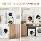 [Portable Dryer For Apartments] Compact Dryer 1.5/1.8/2.65 Cu. Ft. Portable Clothes Dryers With Exhaust Duct With Stainless Steel Liner Four Function Small Dryer Machine, Suitable For Apartments, Dorm, RVs, White