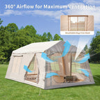 LILYPELLE Inflatable Camping Tent, Easy Setup Air Tent with Hand Pump, 4-Season Glamping Tent for Couples, Groups, And Families