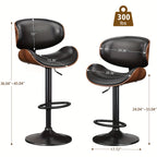3pcs Modern Faux Leather Upholstered Bar Stools, 360° Swivel Adjustable Height with Backrests, Metal Tall Bar Stools Counter Height for Kitchen Island, Hydraulic Island Barstools