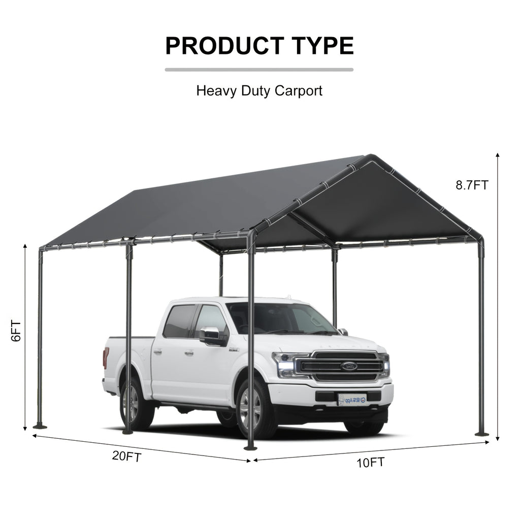 10X20 Carports, Portable Garage Carport with Heavy Duty Frame And Waterproof Carport Canopy