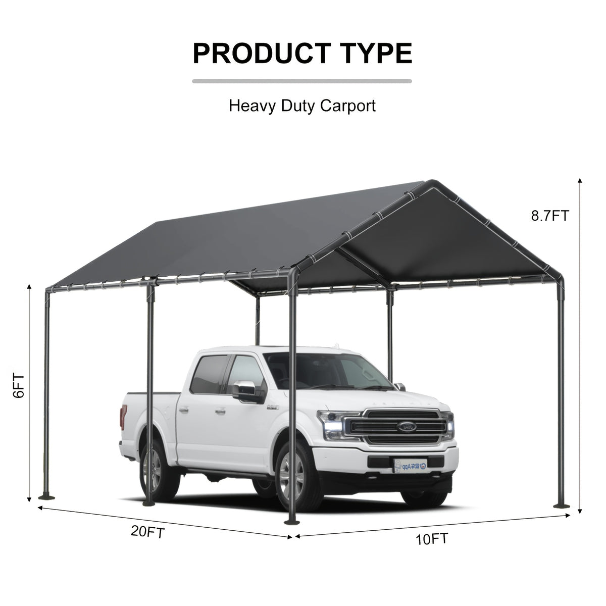 10X20 Carports, Portable Garage Carport with Heavy Duty Frame And Waterproof Carport Canopy