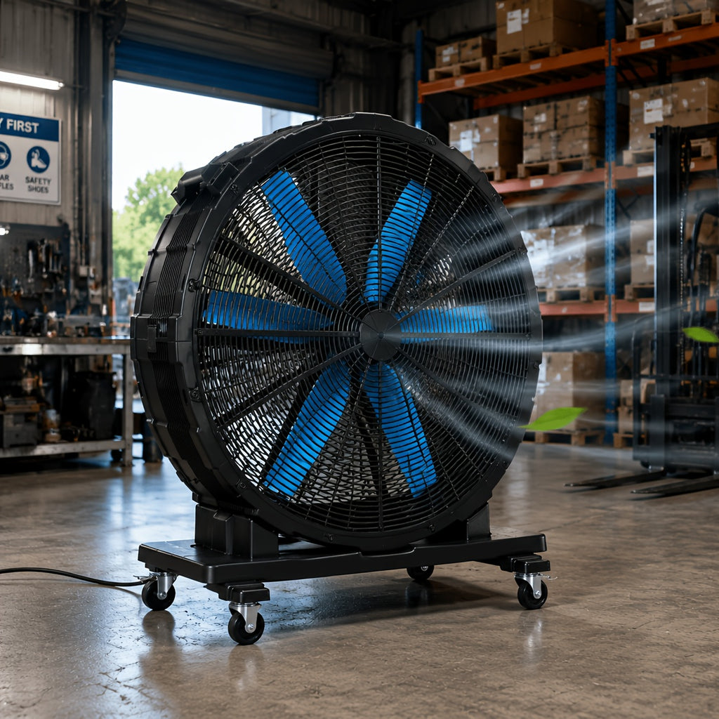 PAPAJET Industrial Drum Fan Mobile High Airflow Floor Fan for Garage Workshop Warehouse