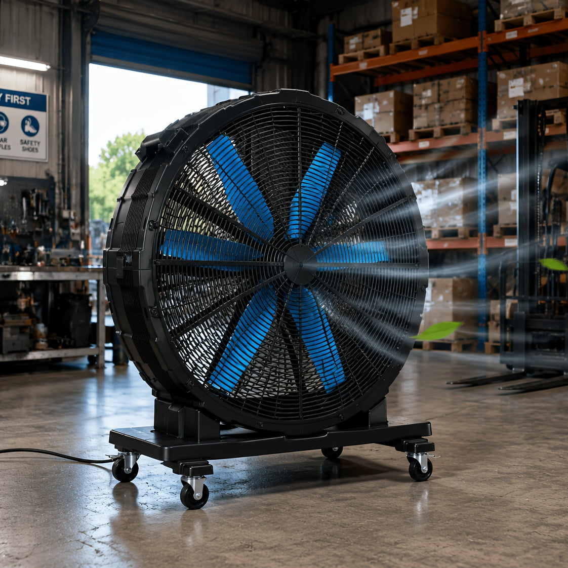 PAPAJET Industrial Drum Fan Mobile High Airflow Floor Fan for Garage Workshop Warehouse