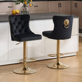 DMKAI Golden Lion Head Velvet Bar Stools Set Of 2, Luxury Diamond Tufted High Back, Adjustable Height 360° Swivel with Golden Base for Kitchen Island Home Bar