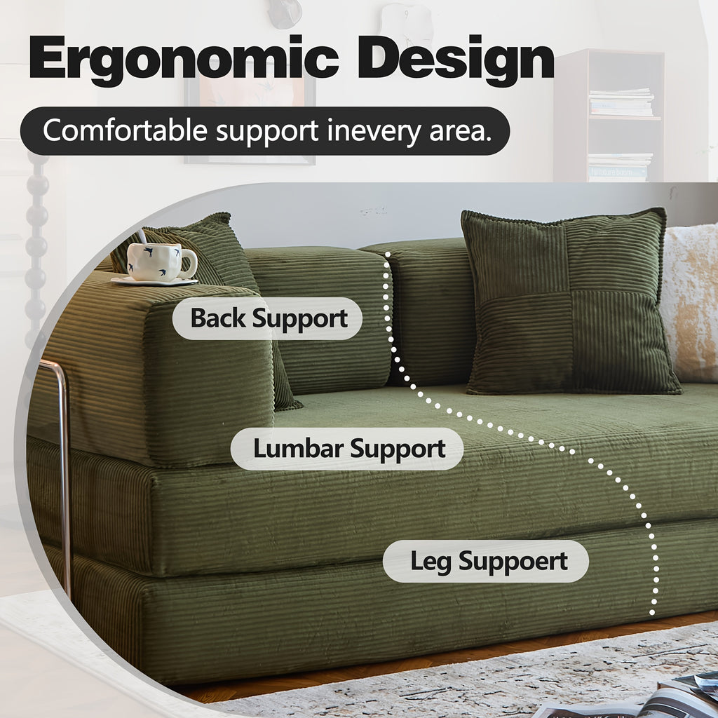 Boneless Sofa Bed, Modern Cloud Couch Folding Sofa Bed, Modular Sofa In A Box Compressed Memory Foam Sofa with Washable Sofa Cover for Living Room, Bedroom, Apartment