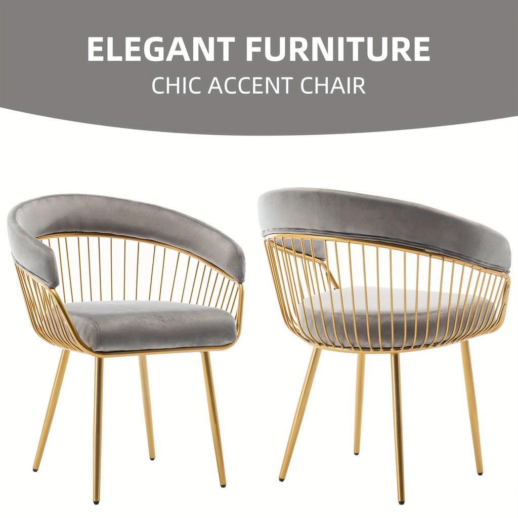 DYHOME 2pcs Modern Reception Chairs Visitor Chairs for Office, Living Room, Kitchen, Elegant Fabric Accent Chair with Comfortable Padded Back and Metal Legs