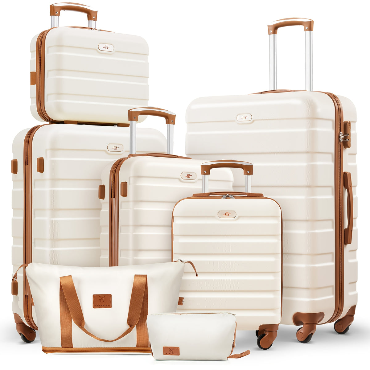 Lightweight 7pcs Luggage Sets, 13/16/20/24/28 Inch Suitcase with Travel Duffle Bag Sets, Carry-On And Checked Luggage Sets