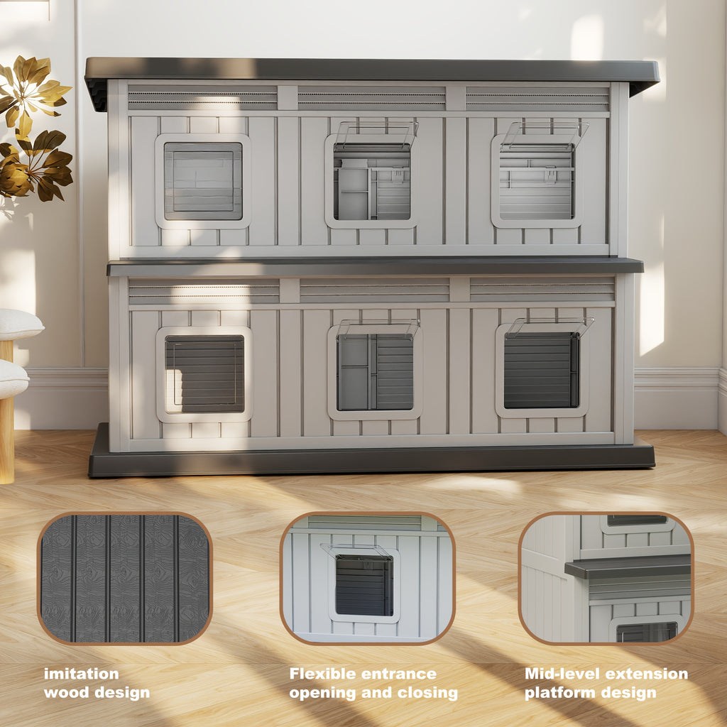 Double-layered Stray Cat Shelter, Suitable For Both Indoor And Outdoor Use, Providing A Windproof And Warm Shelter, Sturdy And Resistant To Scratching And Biting, Capable Of Accommodating Multiple Pets, Ducks, Chickens, Perfect Gift For Christmas