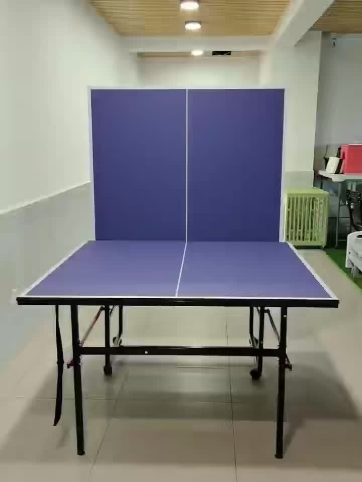 8 Ft Folding Rolling Table Tennis Table Regulation Ping Pong Table with 2 Paddles 2 Balls 1 Net And Post Set Fold-Up Design 4 Wheels for Easy Movement, BLUE