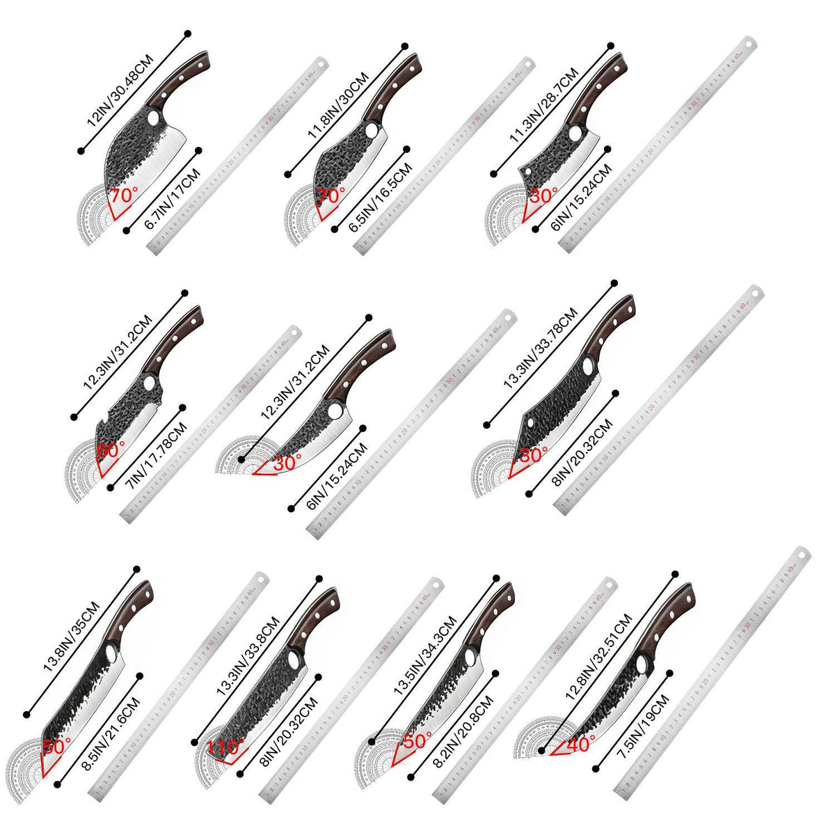 Serbian Chef Knife Set, Hand Forged Butcher Knife 15 Pcs Set with Knife Bag, Kitchen Knife Set, Meat Cutting Knife, Chest Trimming Knife, Christmas Gift for Men