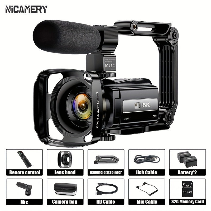 NEW 5K 30FPS Video Camera, 16x Digital Zoom 48MP UHD WiFi IR Night Vision Video Camera, 3.0 Inch 270 Degree Rotatable Touch Screen, 6-axis Stabilization Vlog Camera, Outdoor Essential Video Camera, Christmas Gift.