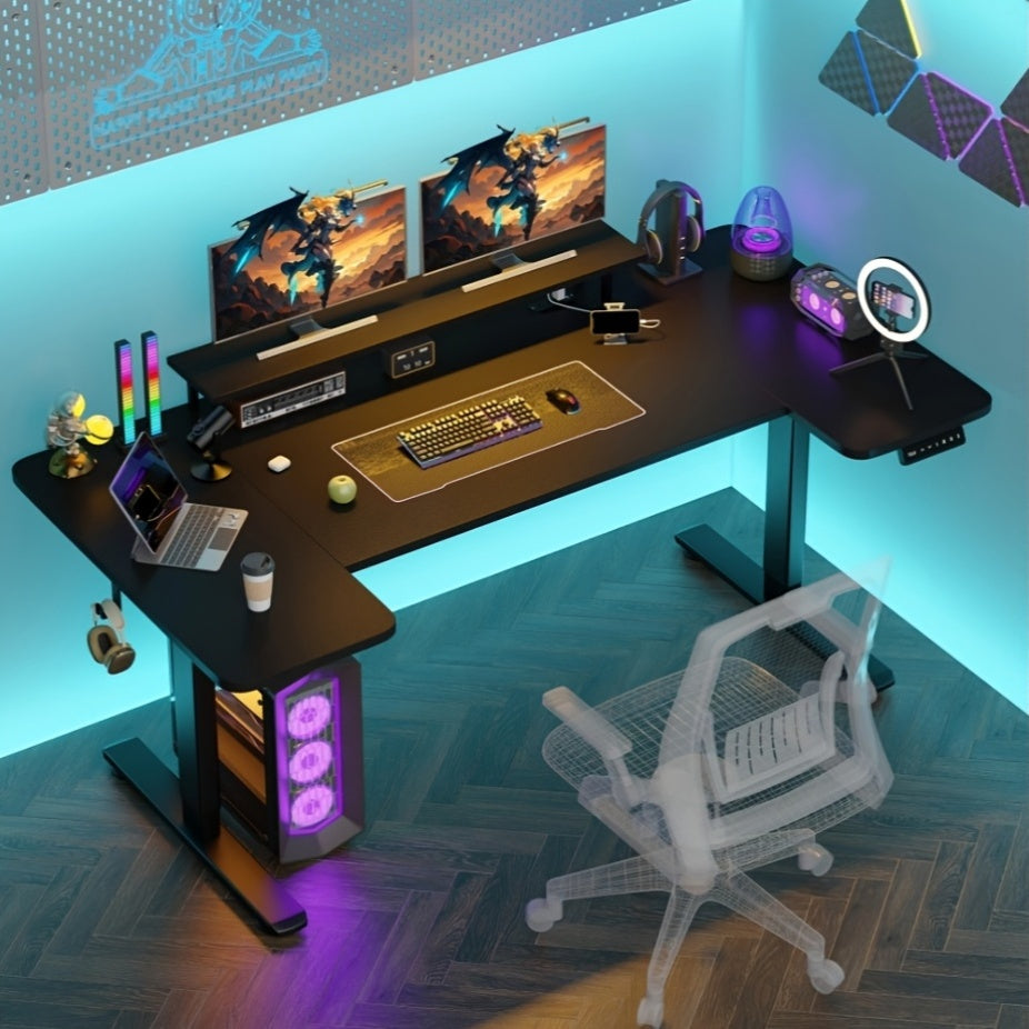 71 X 36 Standing Desk Electric Adjustable Height Desks, Home Office Desks with Cable Management, Monitor Stand, 2 Hooks, 5 Power Outlets, 3 Memory Adjustable Height Computer Desk