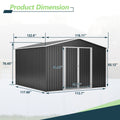 10X10 FT Outdoor Storage Shed, Metal Utility Tool Storage Featuring Lockable Doors And Enhanced Frame Design, Spacious Metal Garden Shed for Backyard And Patio Lawn, Black