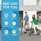 Long-Range Adult Electric Scooter with a Powerful 350W Motor, Top Speed of 19 Mph, Range of Up to 21 Miles, 8.5-Inch Solid Tires, Foldable Commuter Electric Scooter with APP Control, Dual-Brake System, LED Lights, And Portable Folding Design