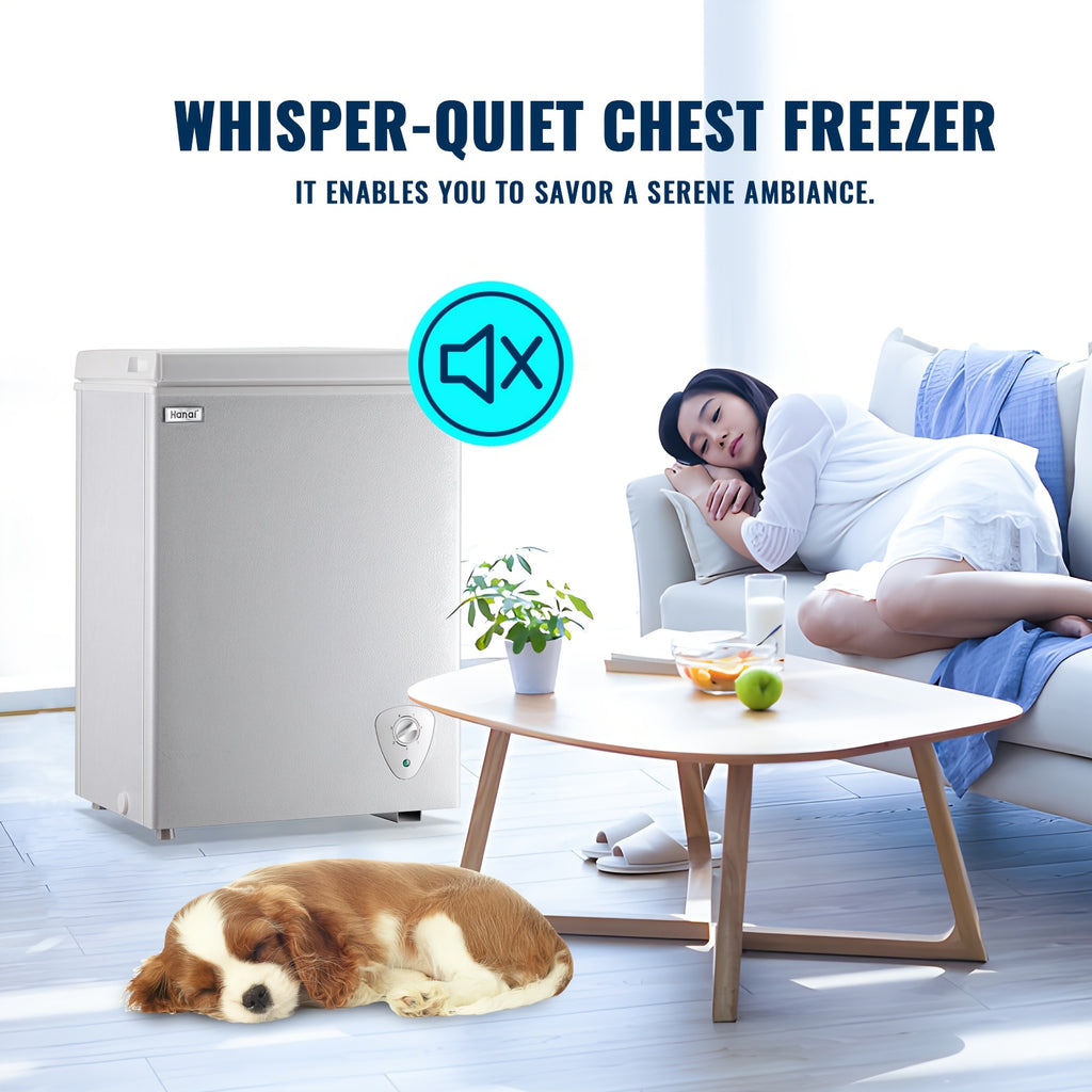 WANAI Small Deep Freezer, 3.5/5.0 Cubic Feet Chest Freezer with Adjustable Temperature, Top Open Door, Removable Storage Basket for Home, Kitchen, Office, Home And Apartment, White