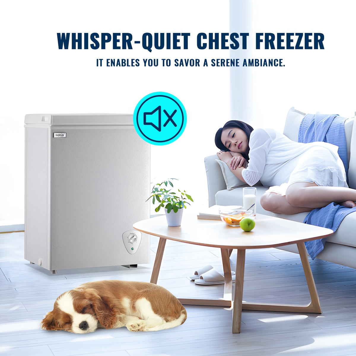 WANAI Small Deep Freezer, 3.5/5.0 Cubic Feet Chest Freezer with Adjustable Temperature, Top Open Door, Removable Storage Basket for Home, Kitchen, Office, Home And Apartment, White
