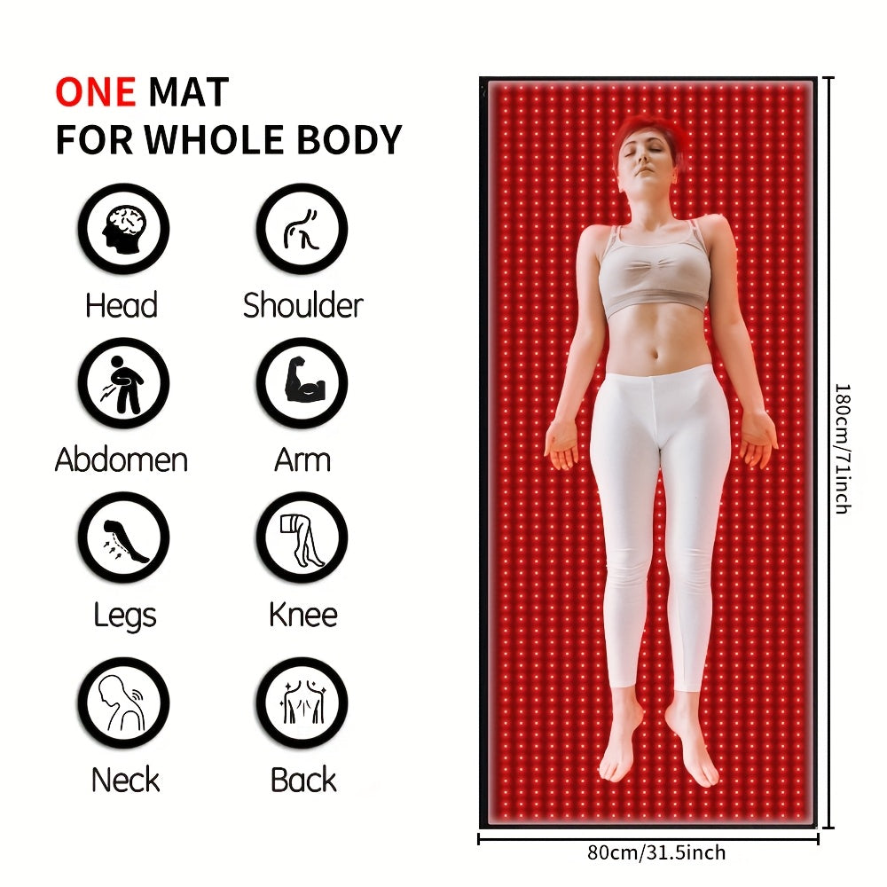 71'' X 31.5'' LED 1280pcs 660Nm Red Light Mat 850Nm Near Infrared Light Devices 3 Modes And 9 Timers, Extra Large Red Light Pad Blanket for Full Body