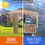 SAFSTAR 10'x 10' Canopy Gazebo Tent Shelter Garden Lawn Patio W/Mosquito Netting Coffee