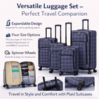 4-Piece Softside Spinner Luggage Set (20+24+28+32 inch) Lightweight Travel Suitcases with 360° Wheels, Telescopic Handle, Multi Pocket Design