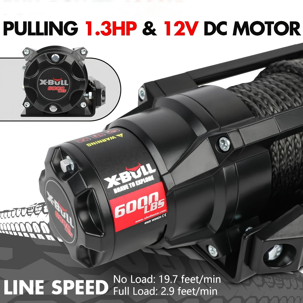 X-BULL New 12V DC 3000/5000/6000/13500Lb Electric Winch for Towing ATV/UTV, Boat, Off Road, Corded Control Recovery, Portable Synthetic Rope Electric Winch with Hawse Fairlead