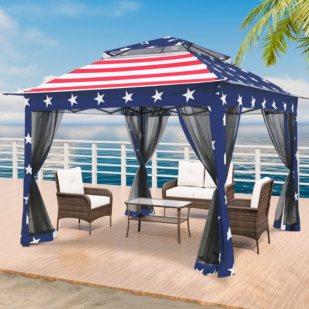 11x11 Instant Pop-Up Gazebo Tent with Mosquito Netting Suitable for Outdoor, Portable Canopy for Camping, Picnic, Backyard, Poolside - Setup, No Assembly Required, Lightweight Frame & Netted Walls for