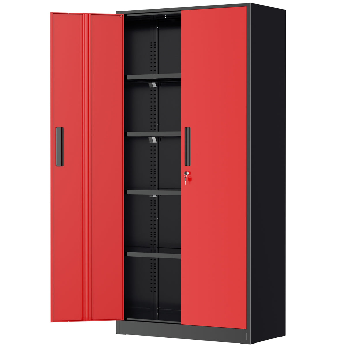 71"H Metal Storage Lockers with Locking Doors And 4 Adjustable Shelves for Hallway, Home Office, Garage, Entrance Hall Storage Cabinet